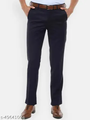 Haul Chic's Navy-Blue Polyster Blend Formal Trouser