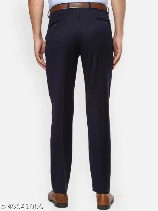 Haul Chic's Navy-Blue Polyster Blend Formal Trouser