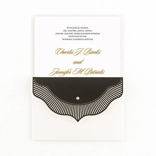 High Style in Black with Crystal Laser Embossed Invitations with Personalization