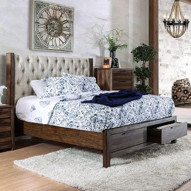 Hutchinson Rustic Natural Tone/Beige Cal.King Bed w/ Drawers