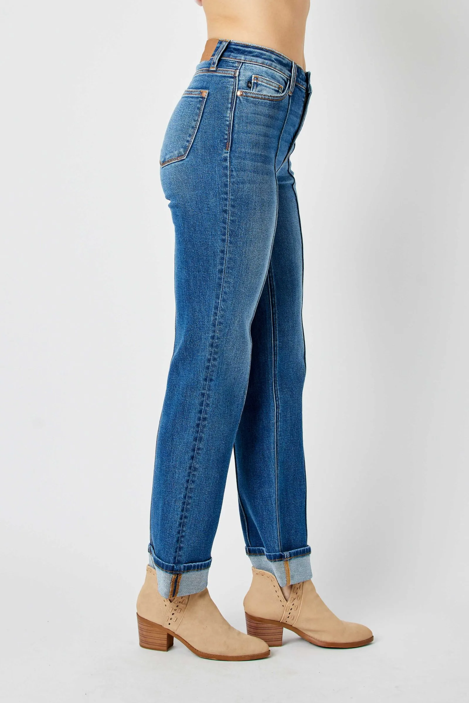 Judy Blue High Waist Front Seam Detail & Cuffed Straight Denim 82571