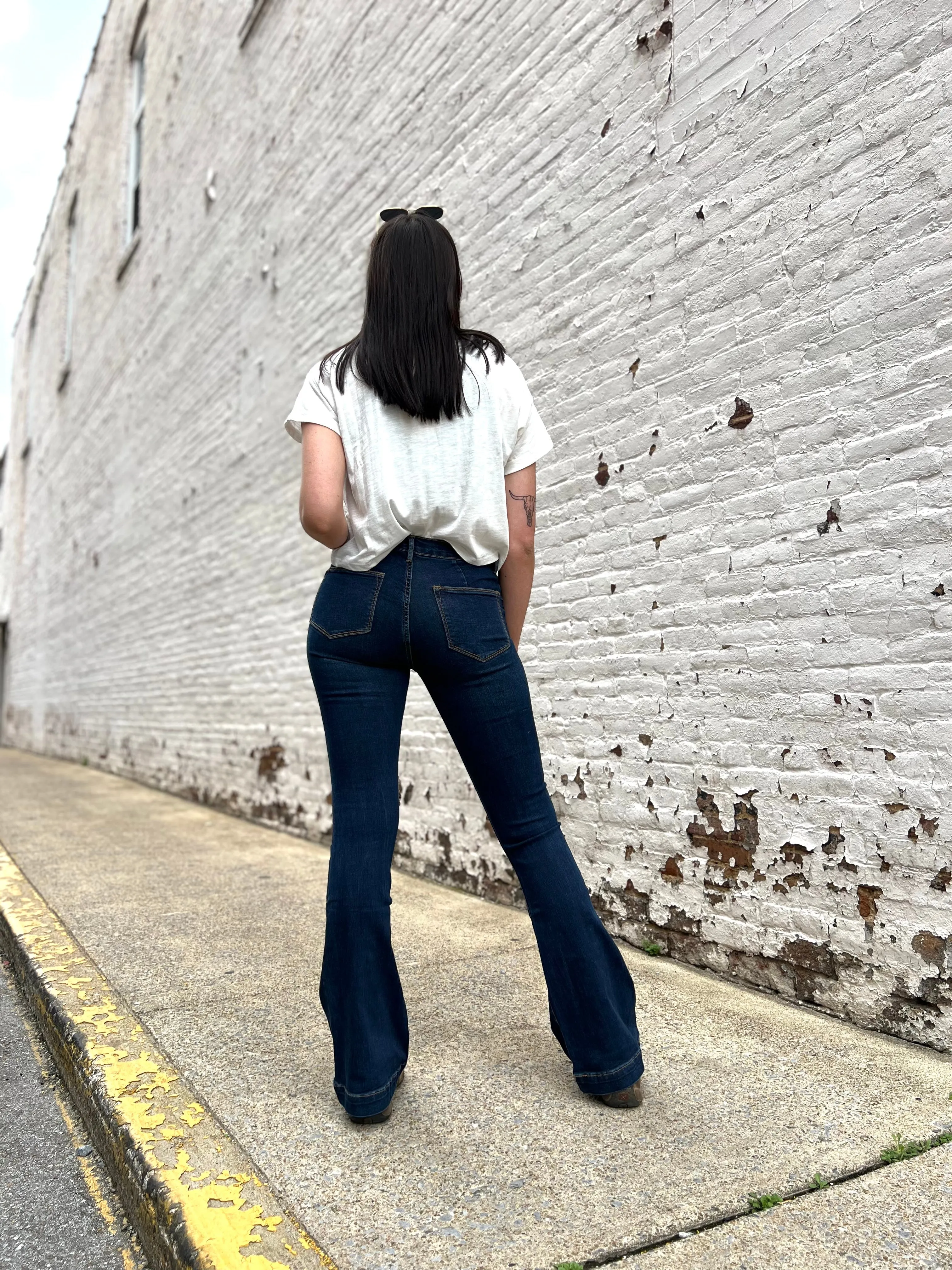 June Dark Wash High Waisted Trouser Jeans