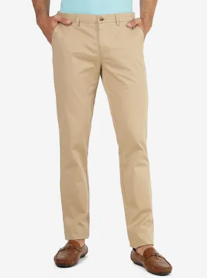 Khakhi Solid Super Slim Fit Casual Trouser | Greenfibre