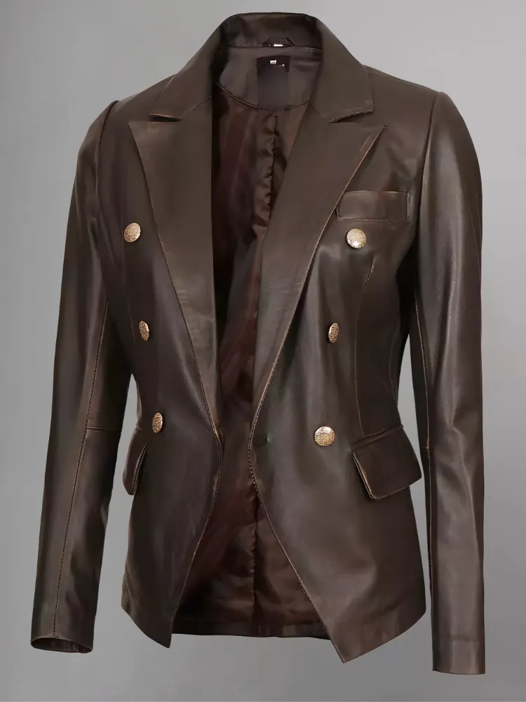 Kinley Womens Leather Blazer Jacket