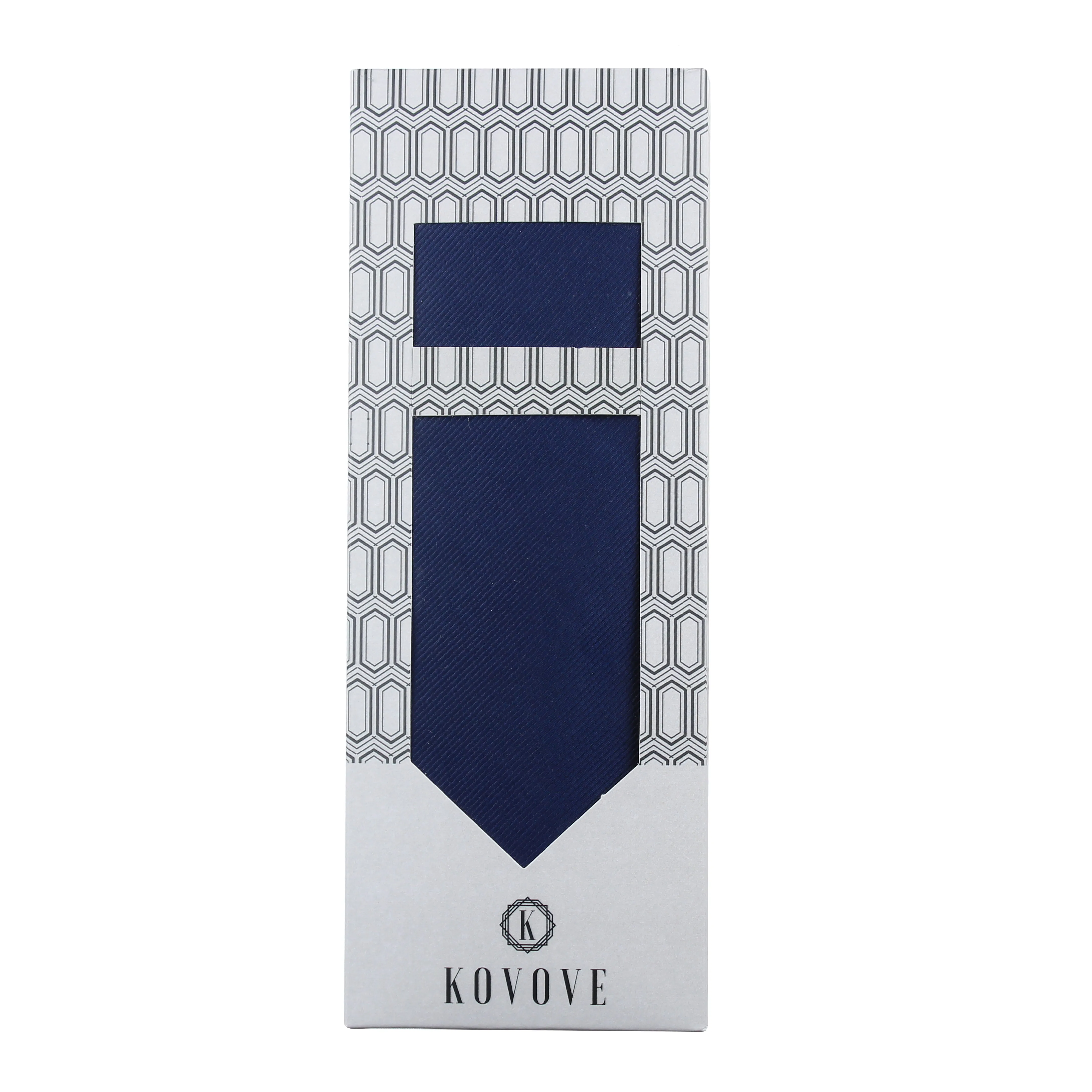 Kovove Elegant Blue Solid Necktie and Pocket Square Gift Box