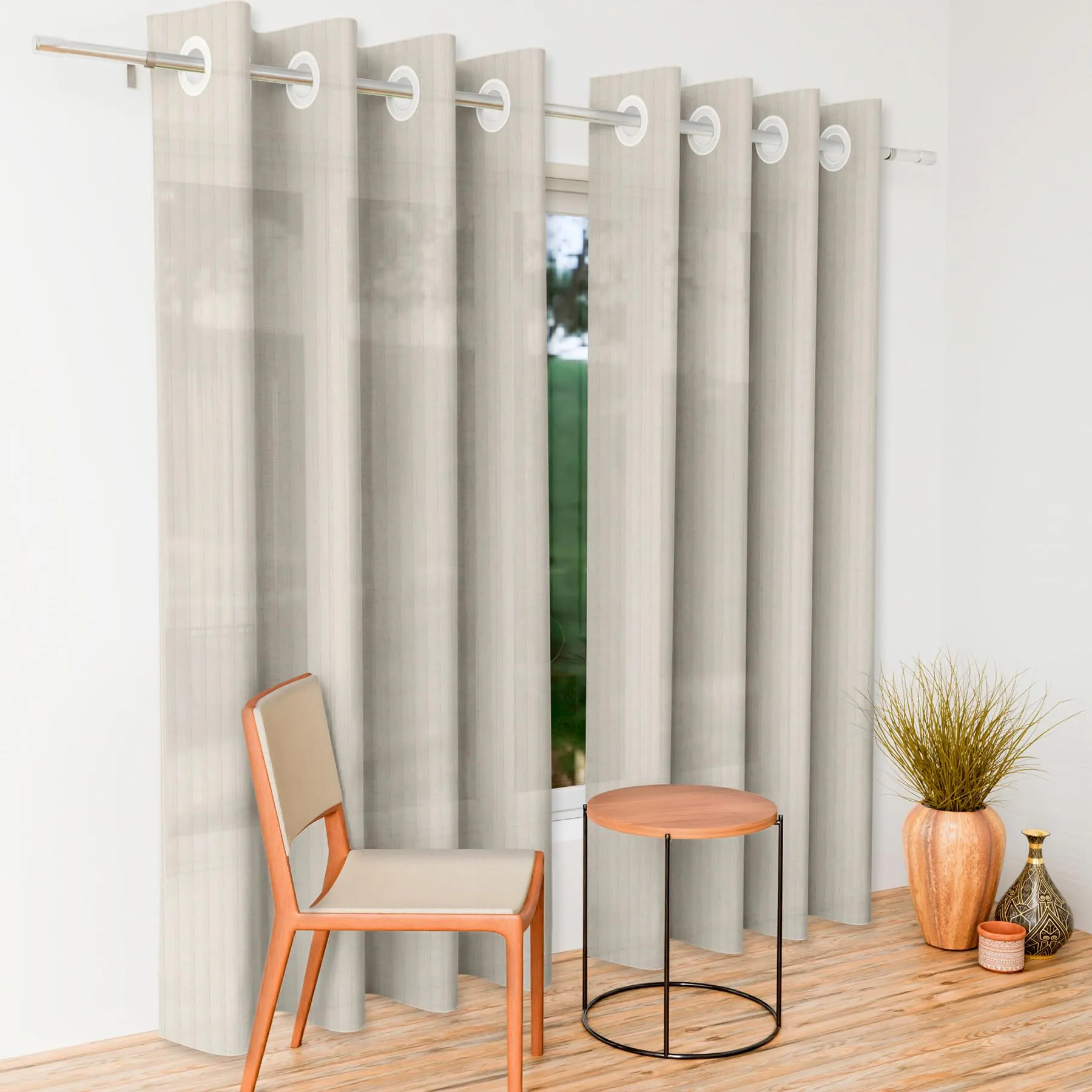 Kuber Industries Door Curtain | Sheer Door Curtains | Parda for Living Room | Bedroom Balcony Parda | Door Curtain Parda for Home Décor | Lining Net | 7 Feet | Cream