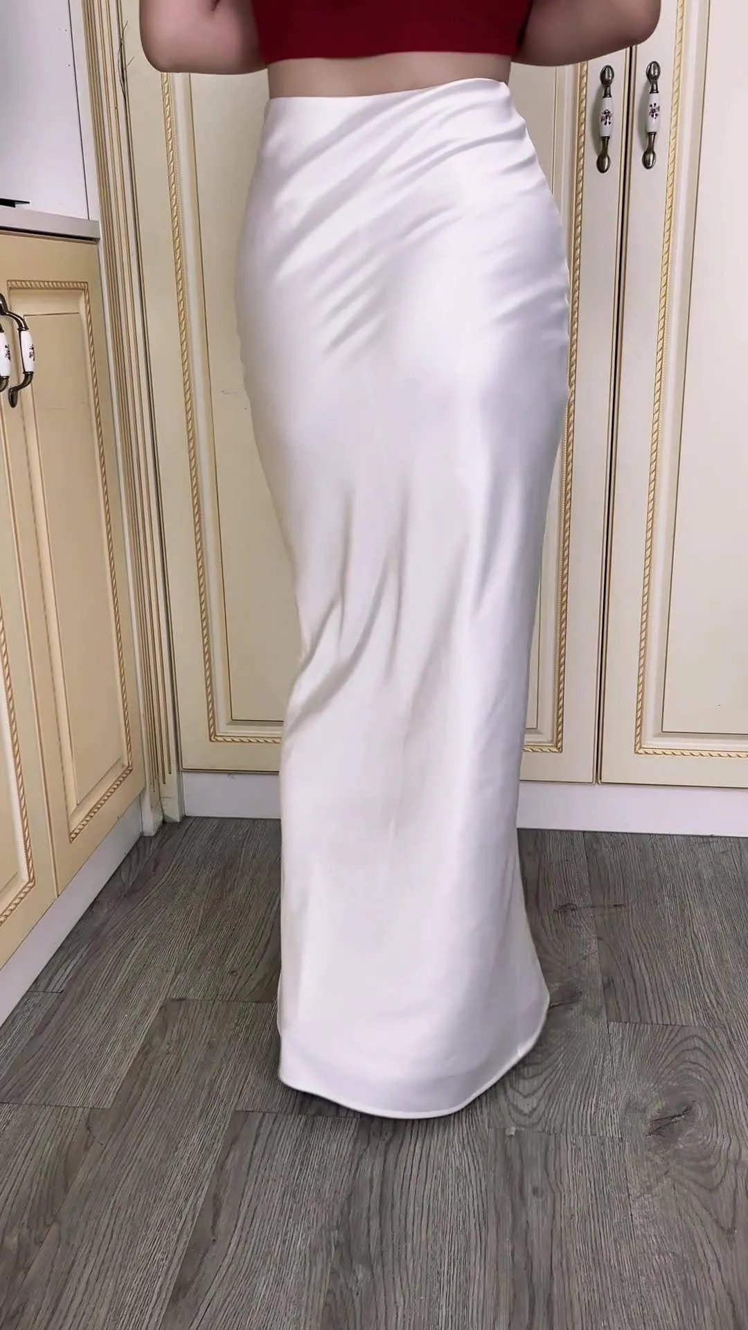 Ladies White High Waist Fishtail Slim Fit Skirt BSQ3979