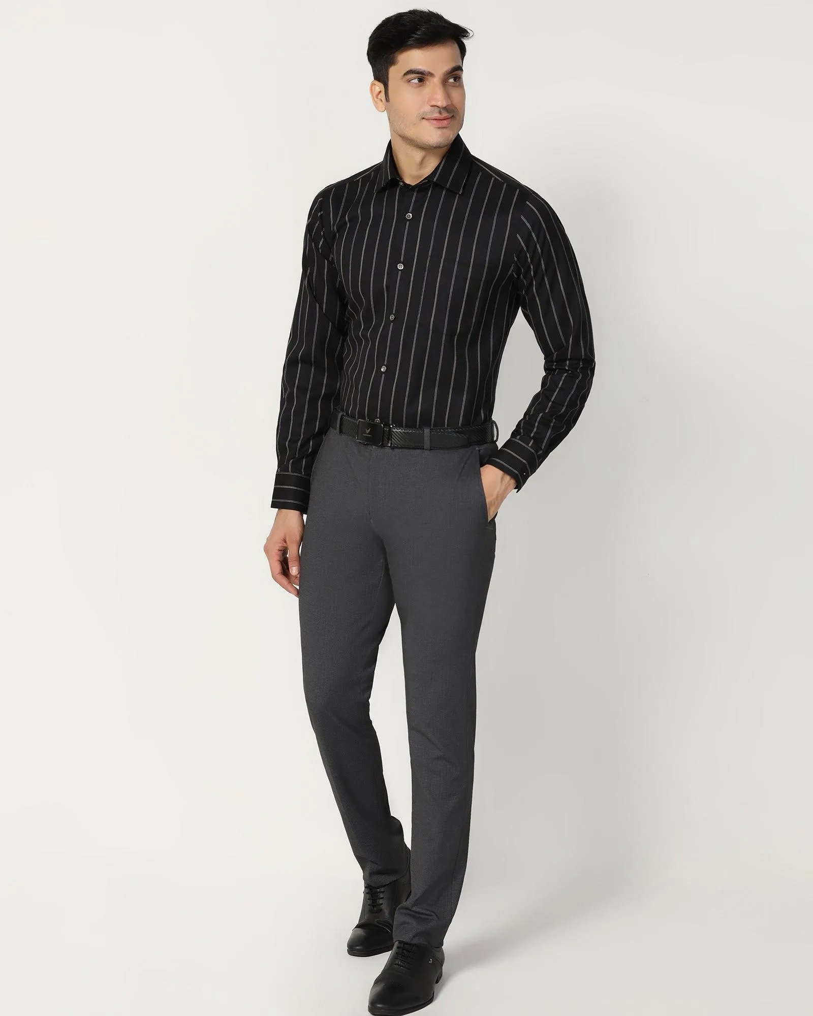 Luxe Formal Black Stripe Shirt - Delta