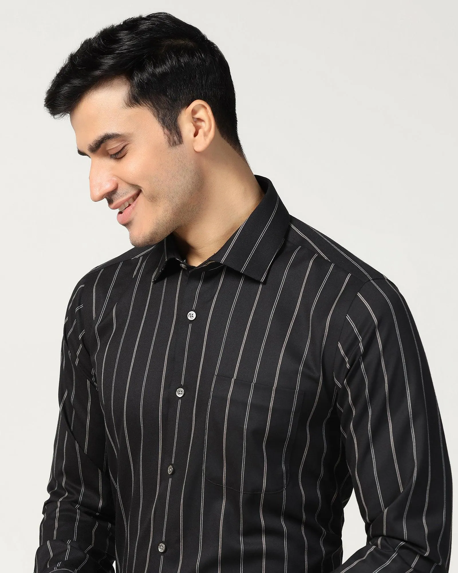 Luxe Formal Black Stripe Shirt - Delta