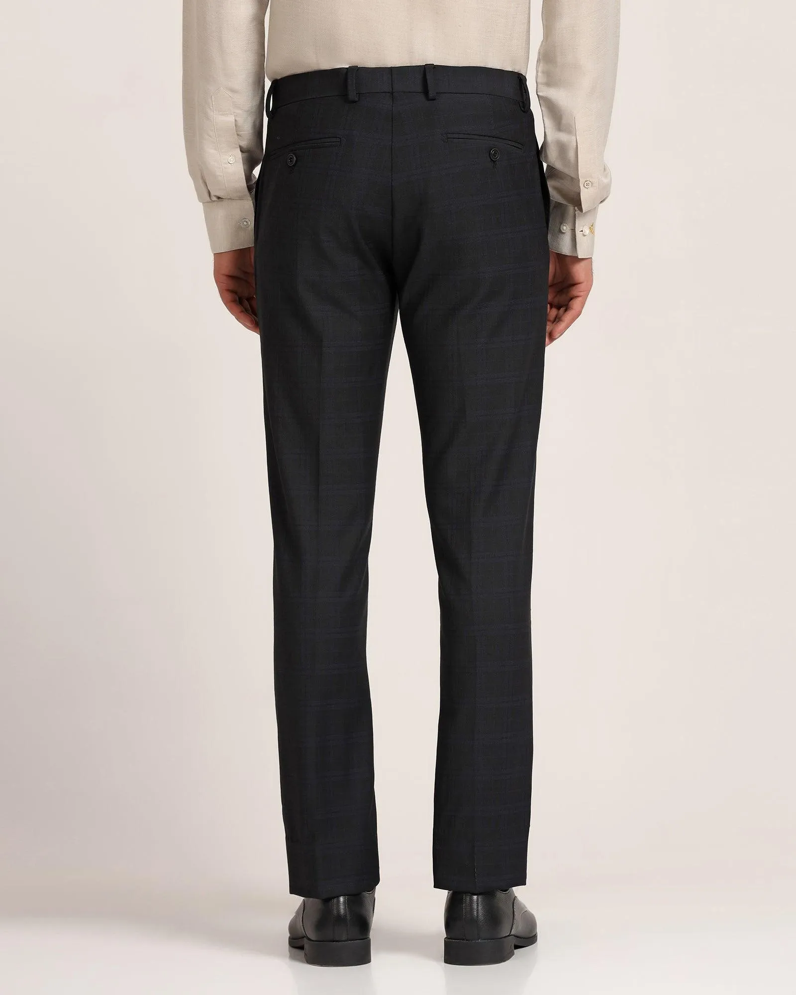 Luxe Slim Comfort B-95 Formal Black Check Trouser - Maurice