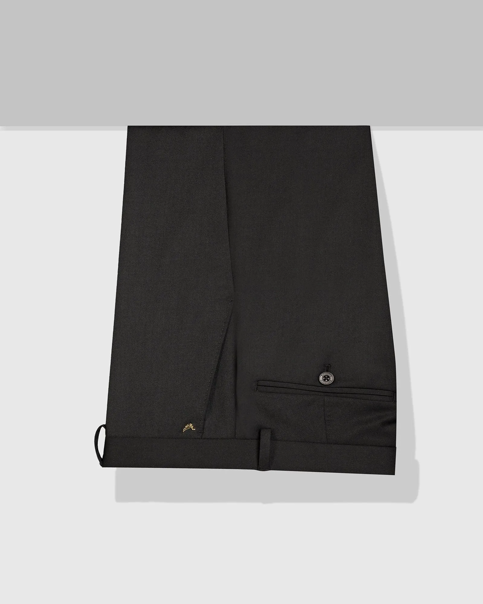 Luxe Slim Comfort B-95 Formal Black Solid Trouser - Triumph