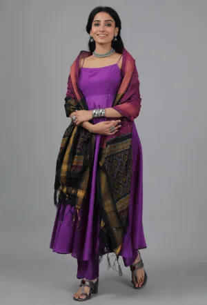 Maroon & Black Ikat Dupatta