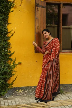 MAROON SAFARI - Mul Cotton Saree