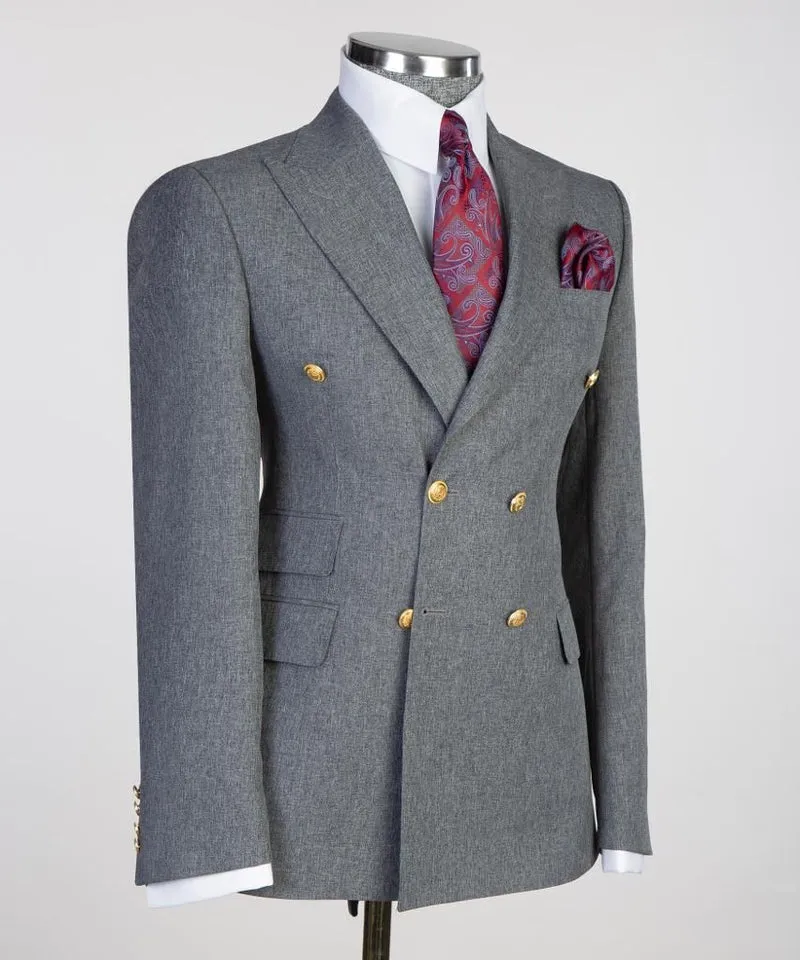 Men’s Double Breasted Gray Suit