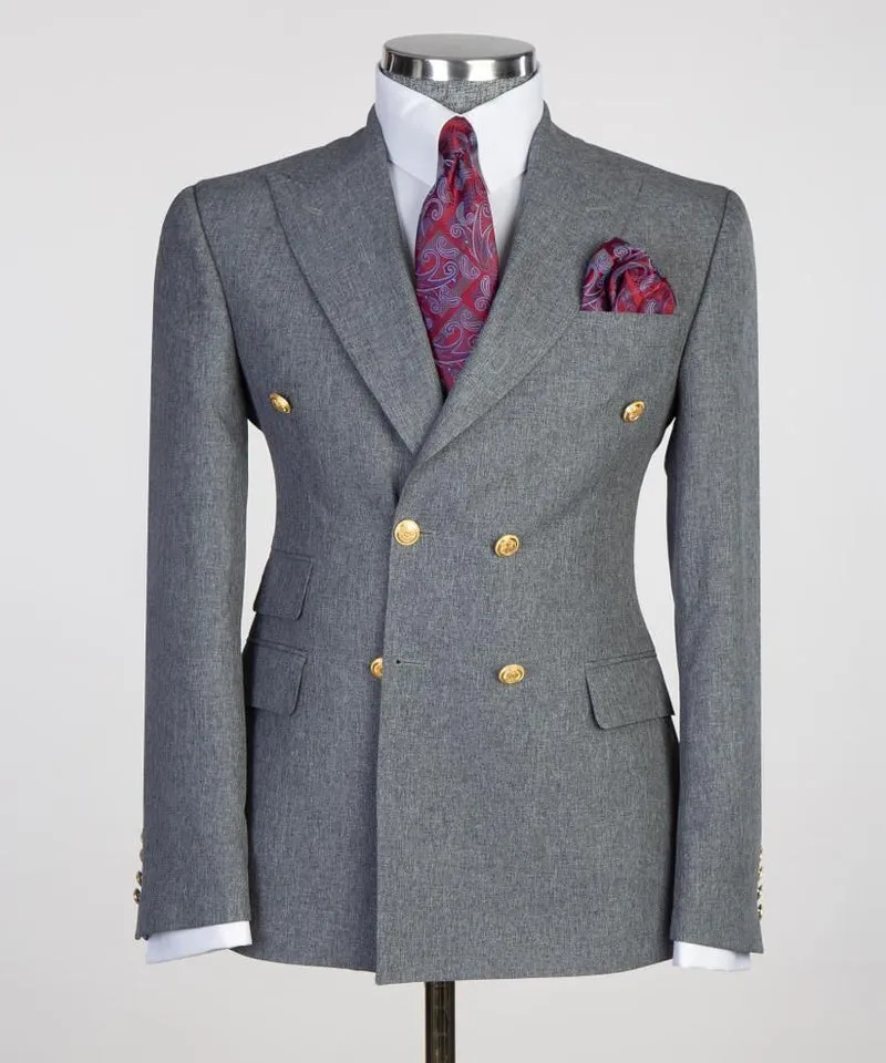 Men’s Double Breasted Gray Suit