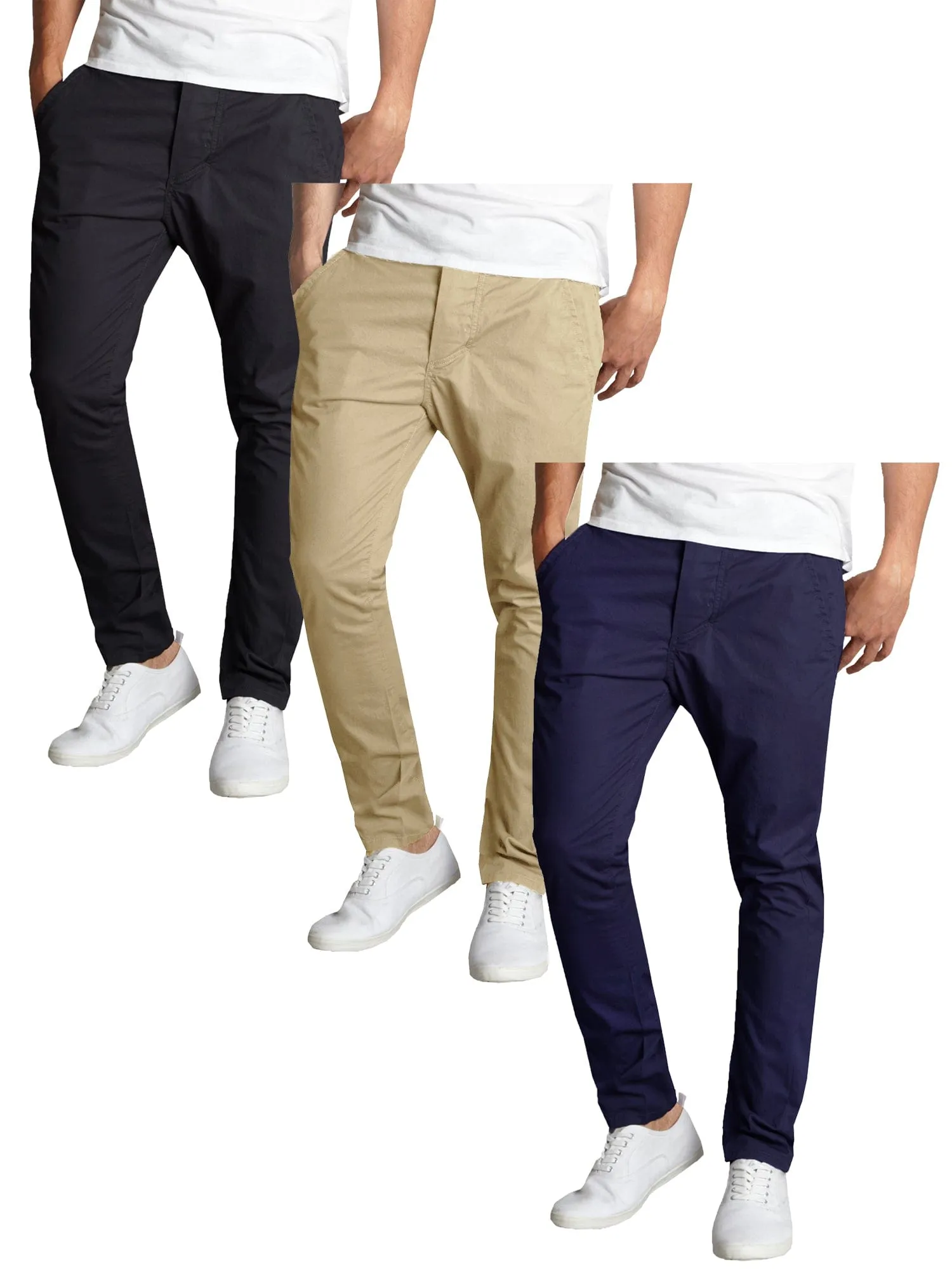 Men's Slim Fit Cotton Stretch Chino Pants (3-Pack)