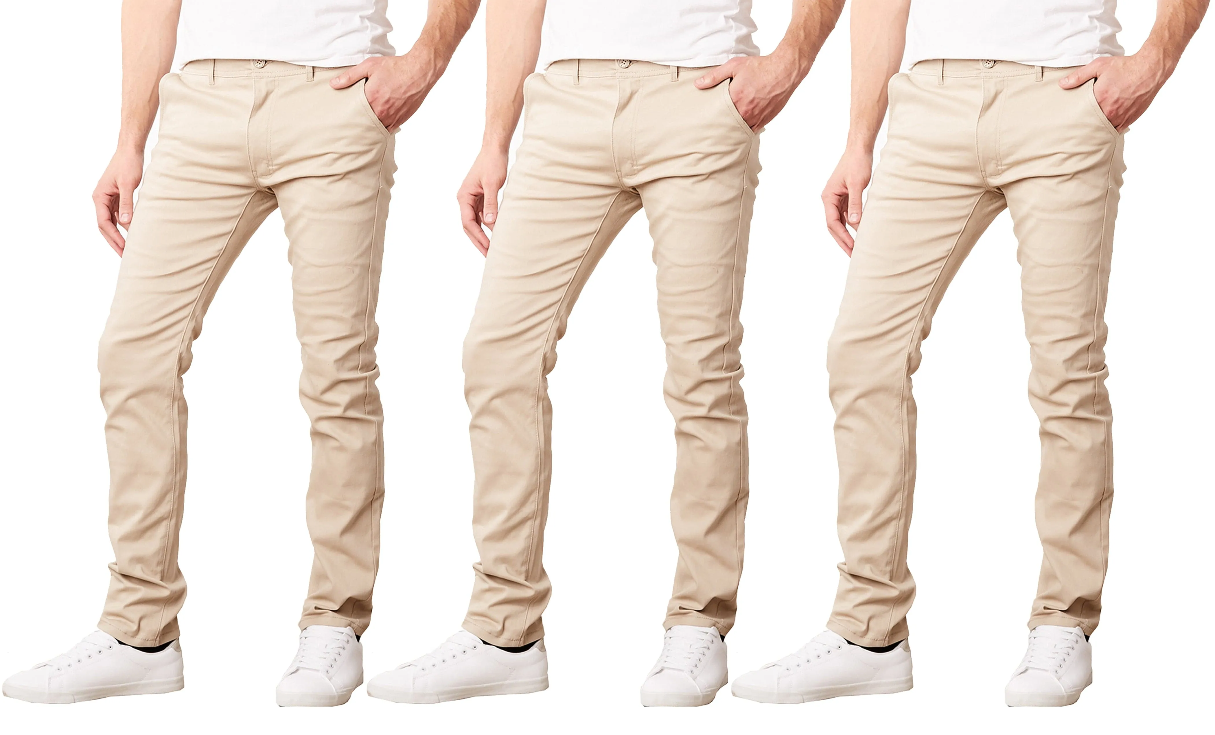 Men's Slim Fit Cotton Stretch Chino Pants (3-Pack)