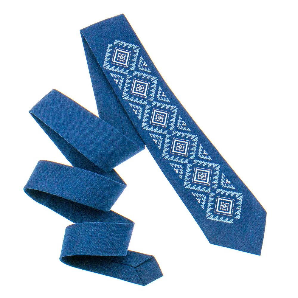 Modern Geometric Necktie - Navy