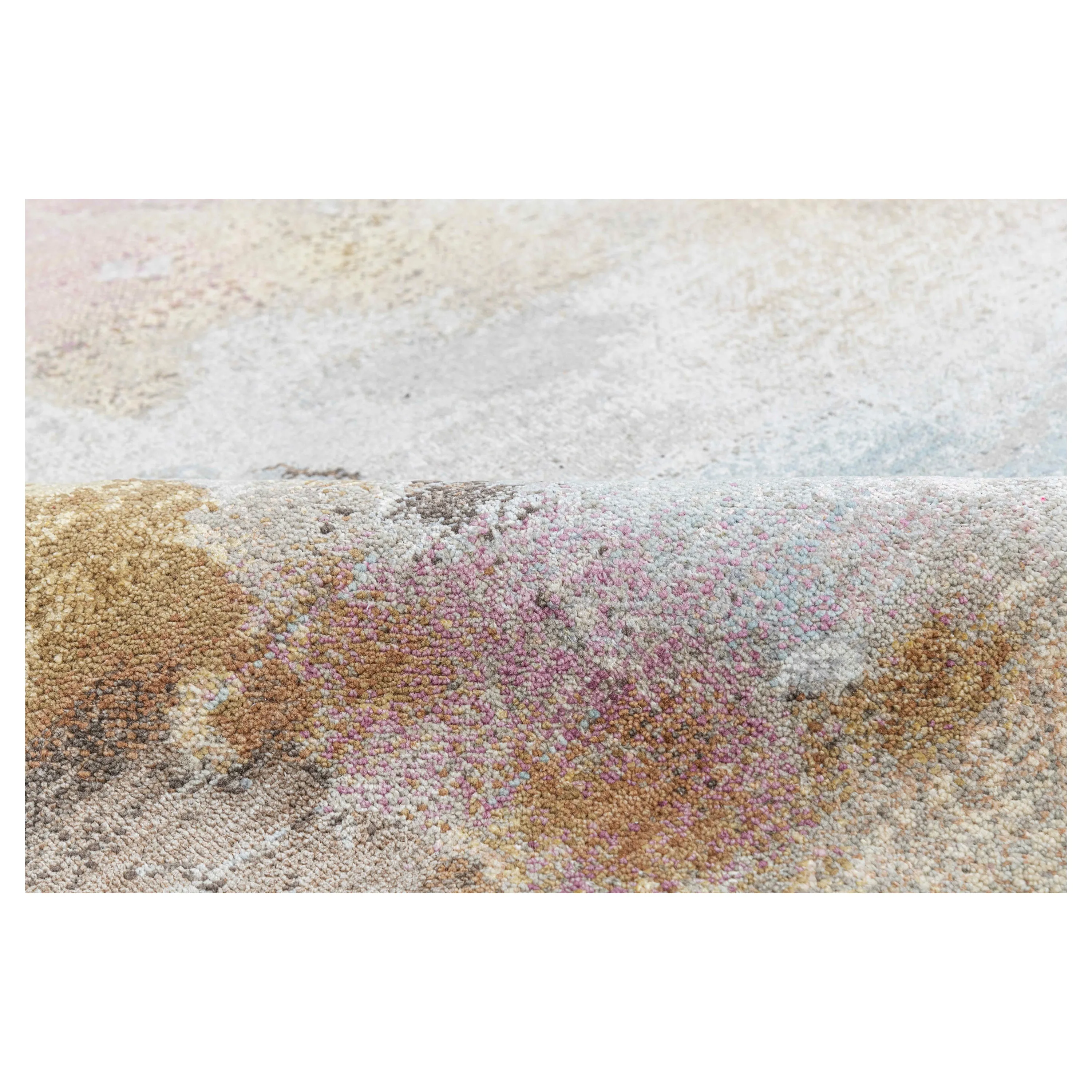 Multicolored Contemporary Silk Wool Rug  - 9' x 12'