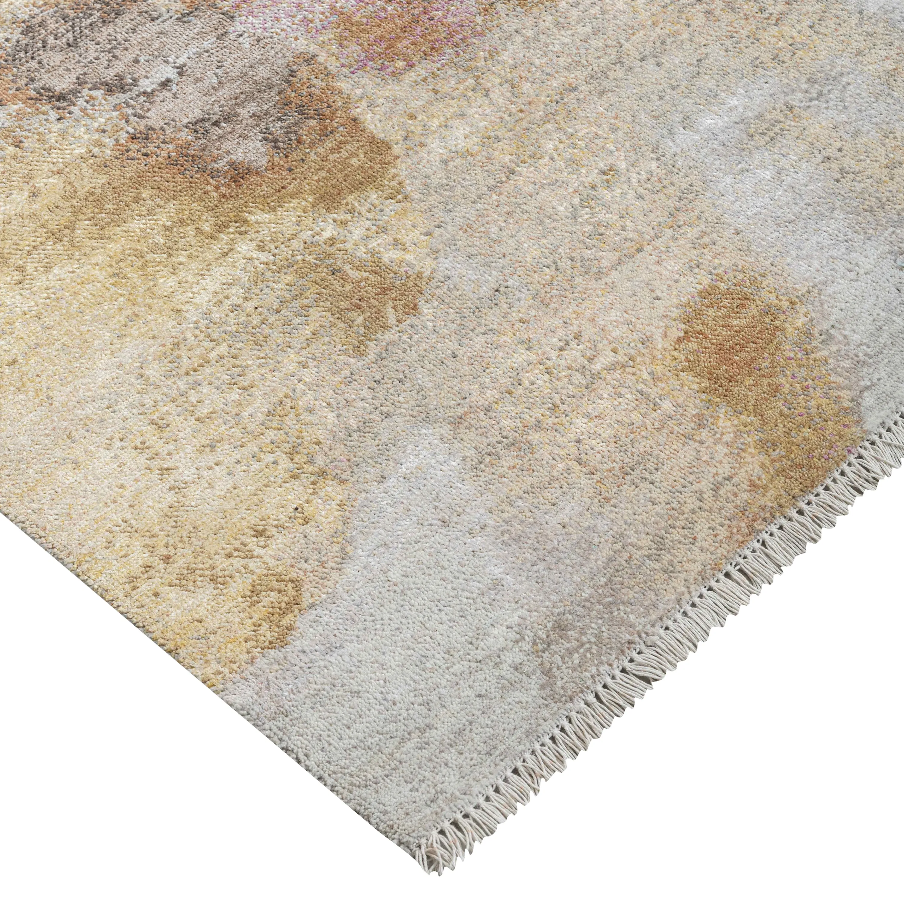 Multicolored Contemporary Silk Wool Rug  - 9' x 12'