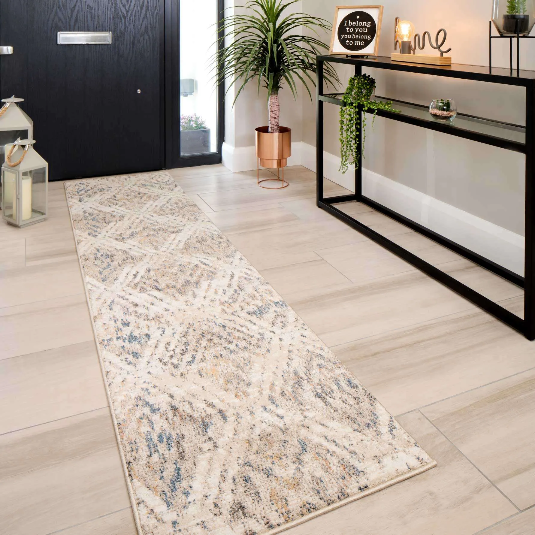 Natural Toned Diamond Hall Runner Rug