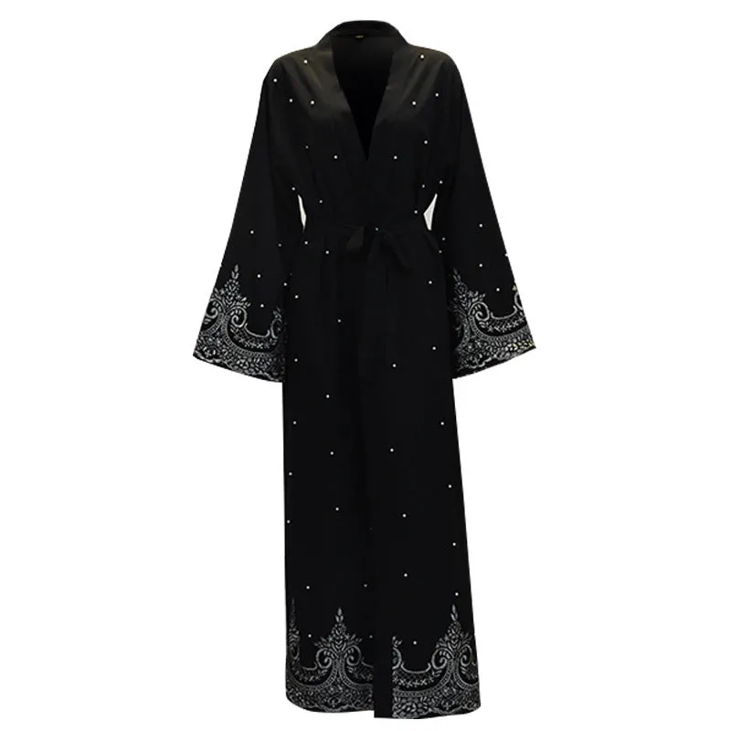 New Style Long-sleeved Embroidered Beaded Robe Women