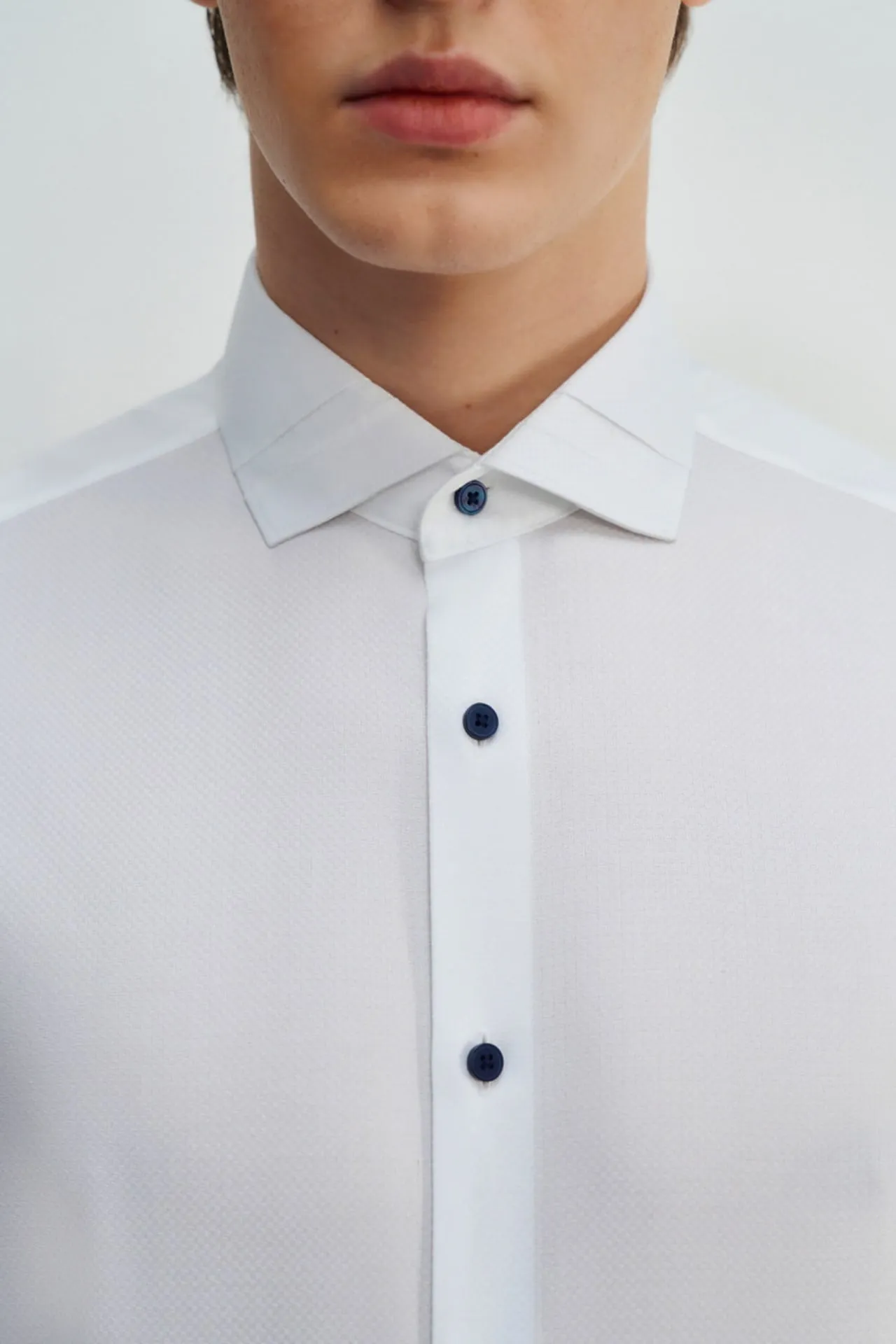 Non-Iron Cotton Stretch Smart Fit Textured Shirt Design Detail Collar