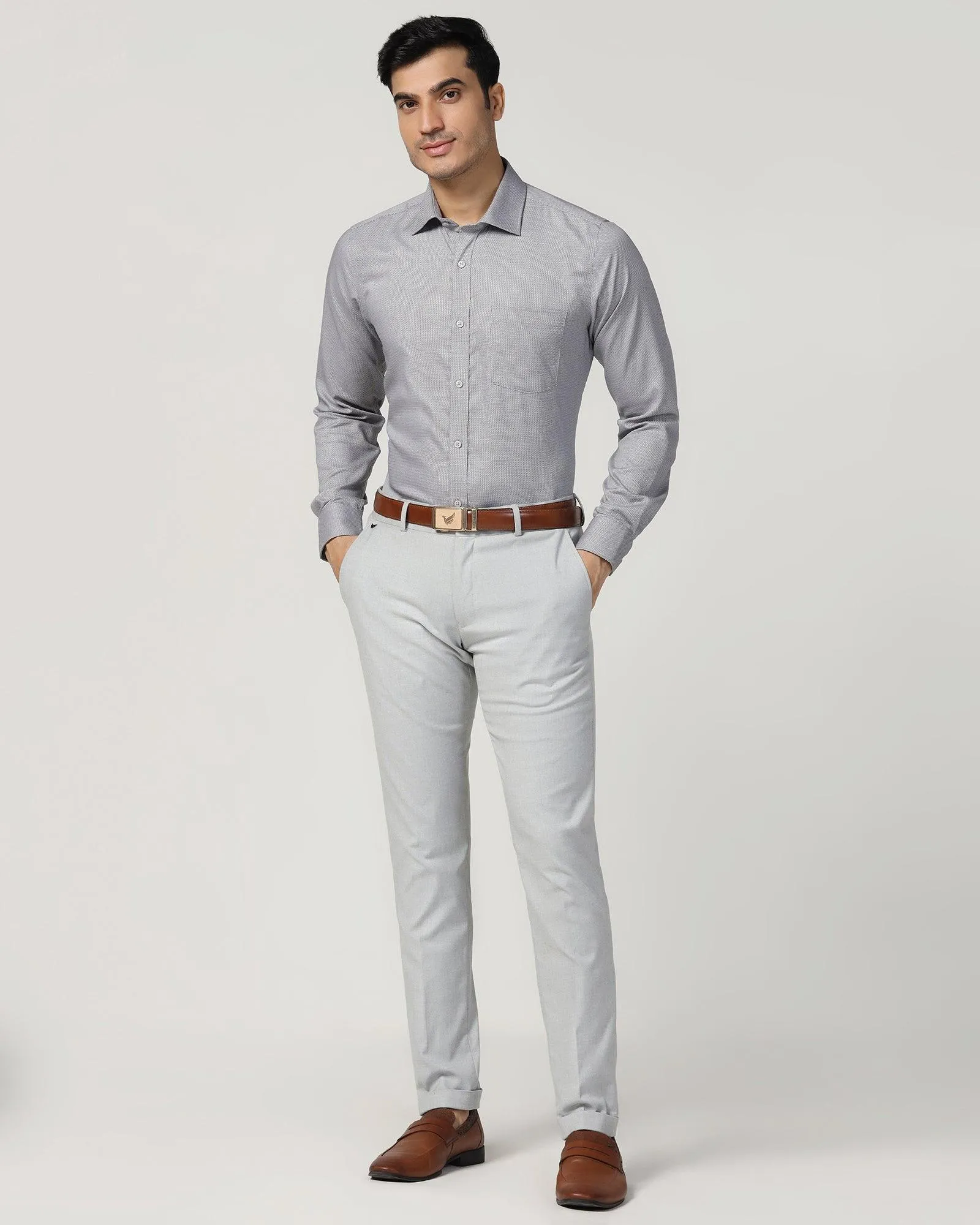 Non Iron Formal Grey Textured Shirt - Zaiden