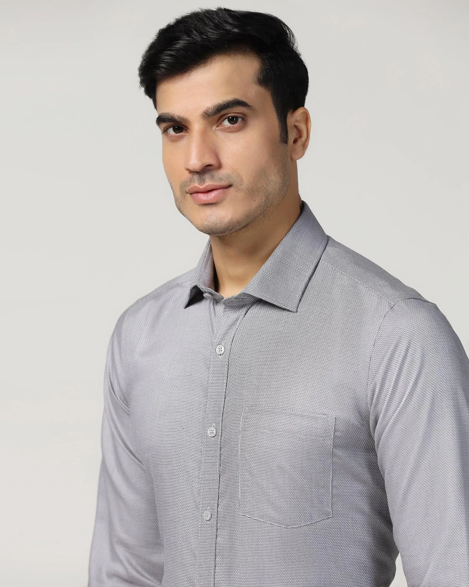 Non Iron Formal Grey Textured Shirt - Zaiden