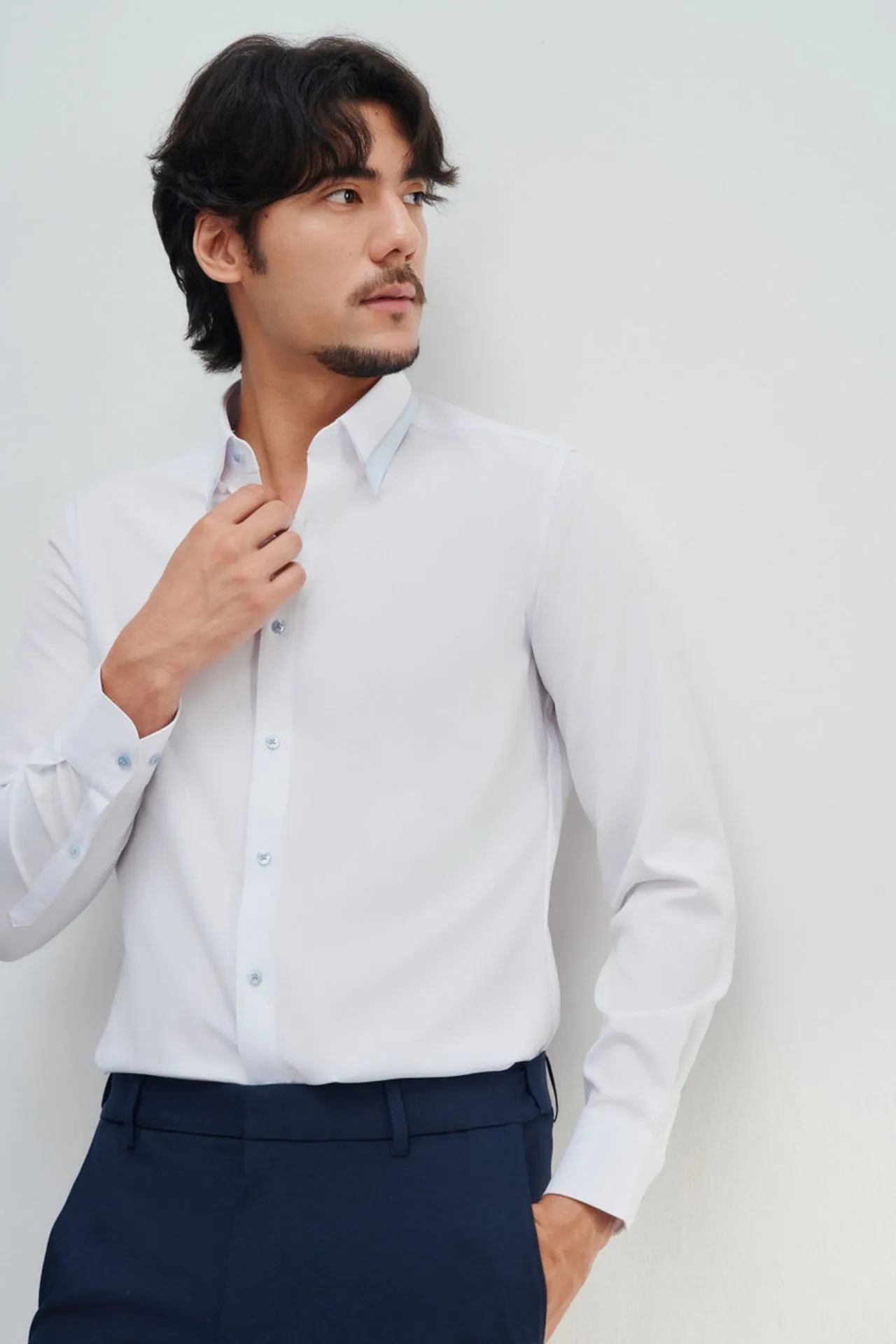 Non-Iron Quick Dry Smart Fit Poplin Shirt Design Detail Collar