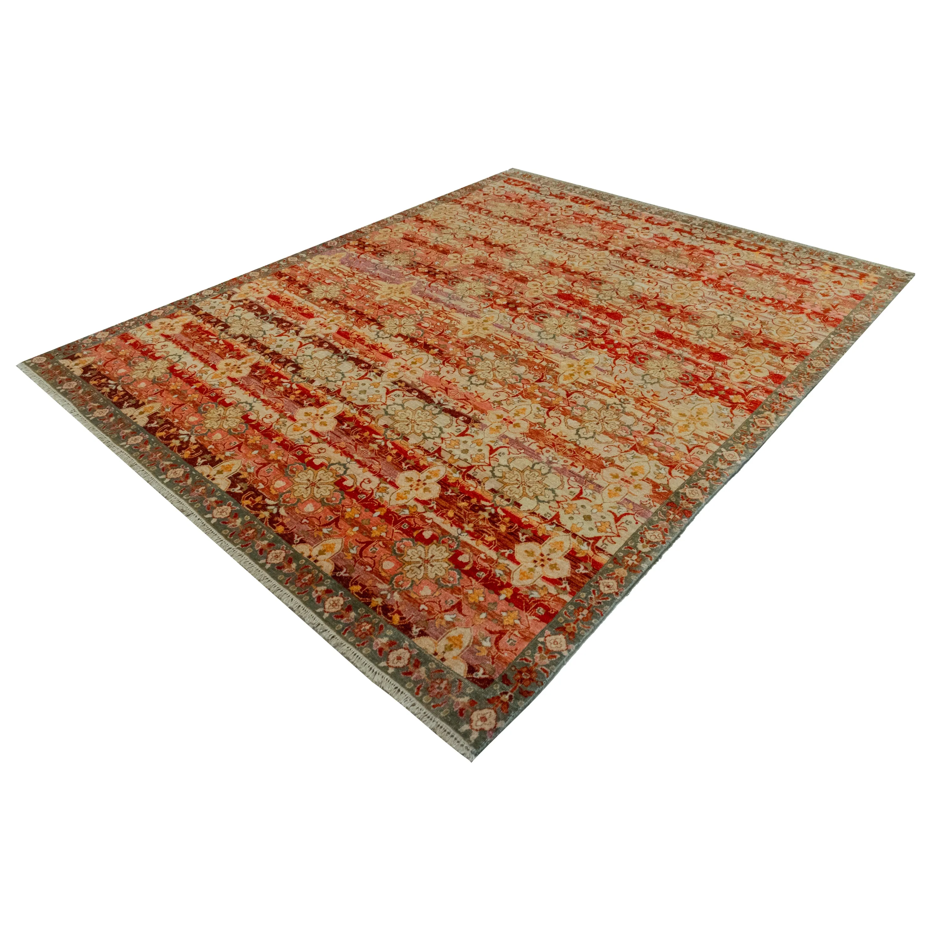 Orange Transitional Wool Rug - 8' x 10'