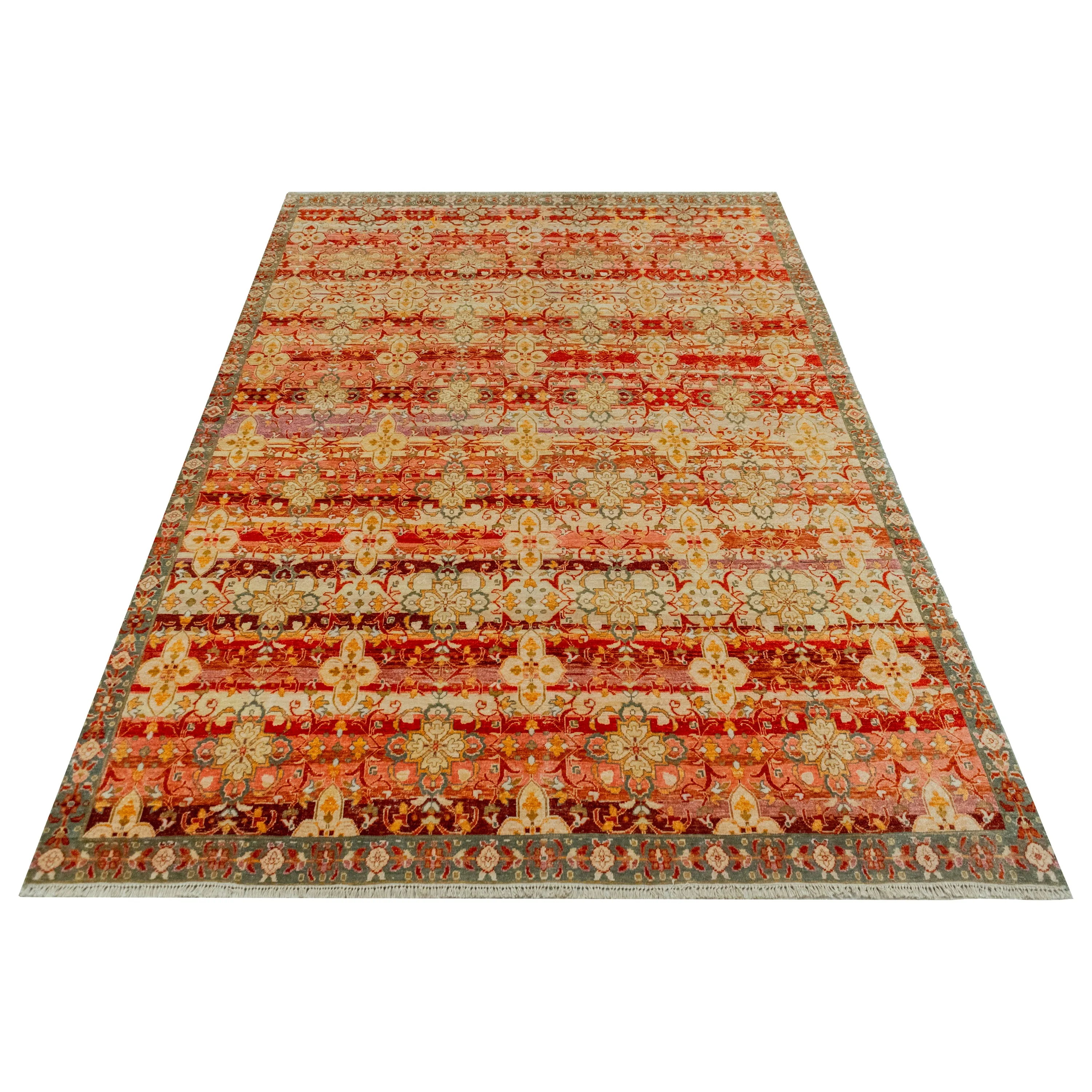 Orange Transitional Wool Rug - 8' x 10'