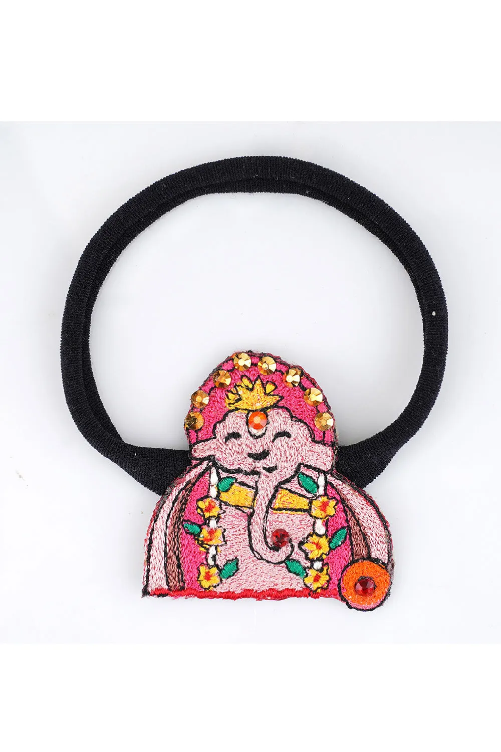 Pink Ganesha Embroidered Baby Headband