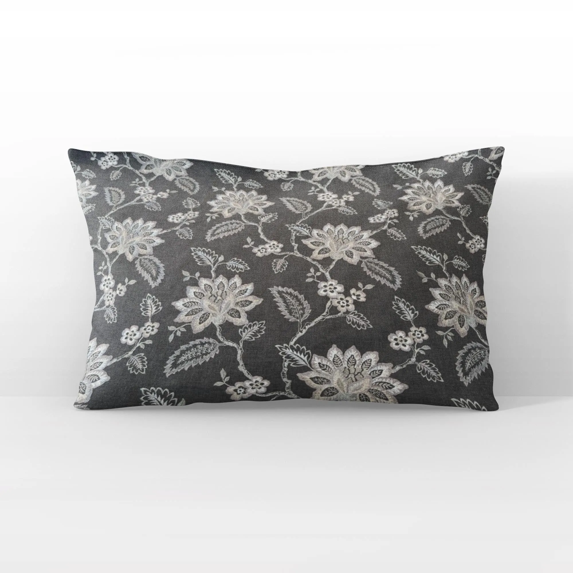 Plutus Gray Beige Whispering Petals Floral Luxury Throw Pillow