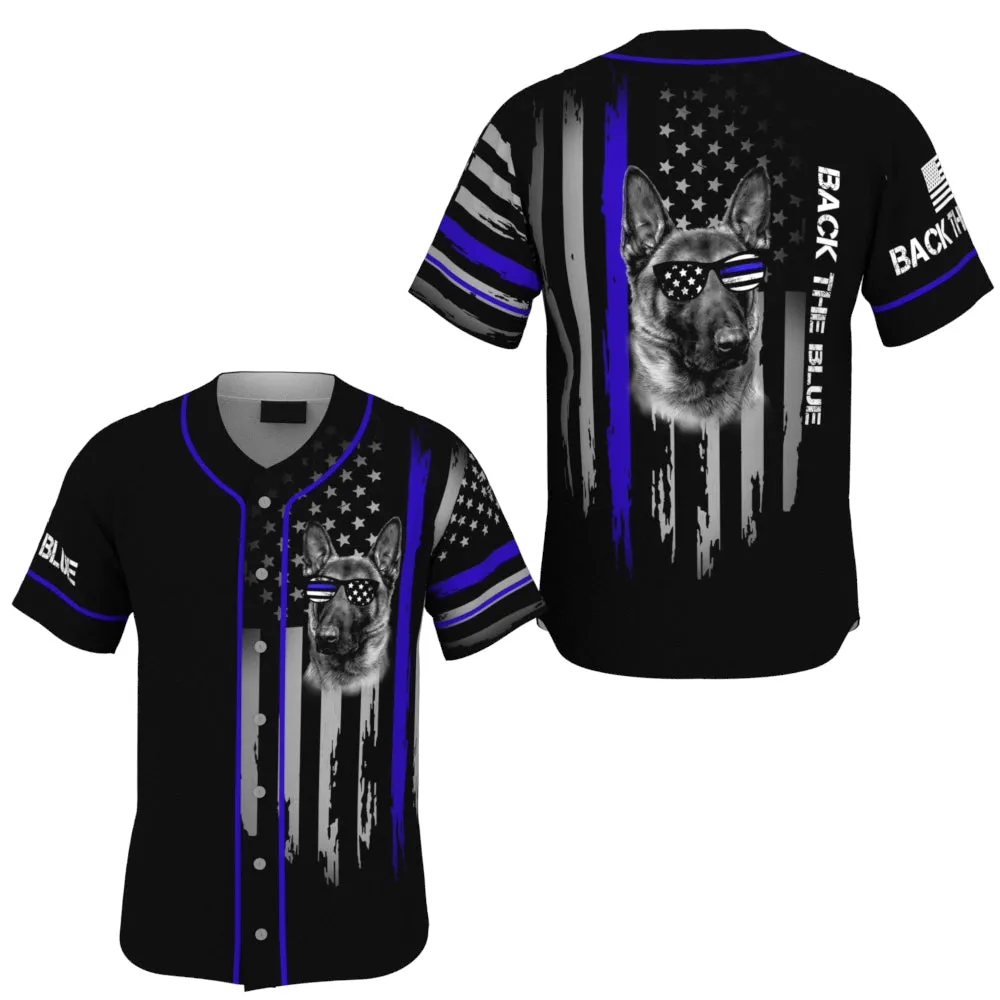 Police Belgian Malinois Back The Blue Usa Flag Baseball Jersey