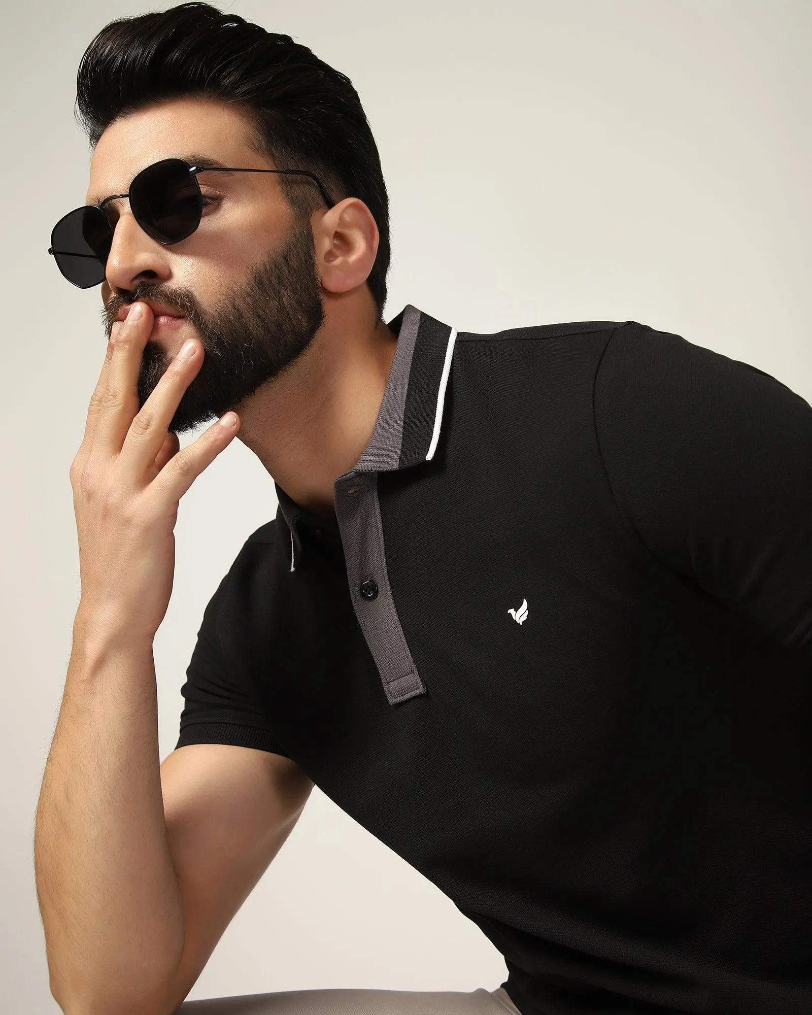 Polo Black Solid T-Shirt - Tipper