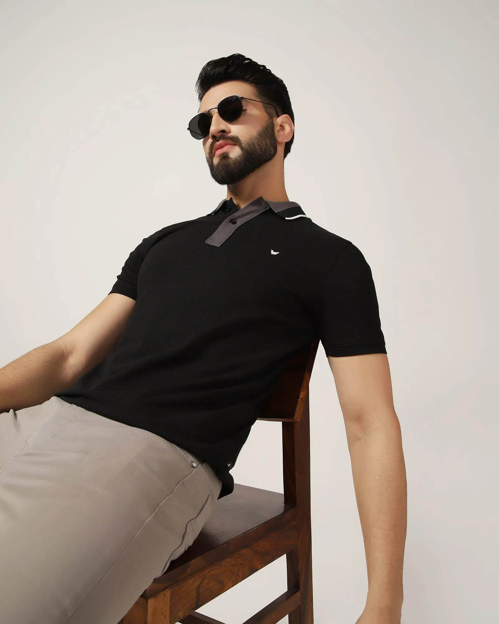 Polo Black Solid T-Shirt - Tipper