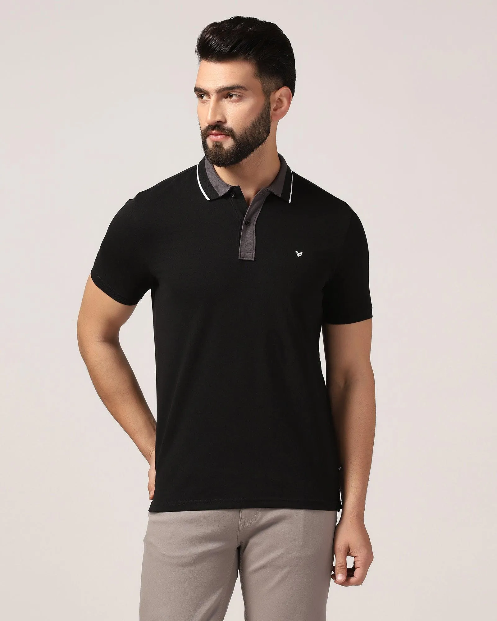 Polo Black Solid T-Shirt - Tipper