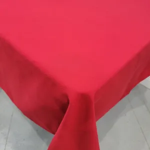 Red 52" x 114" Rectangular Spun Poly Tablecloth Special