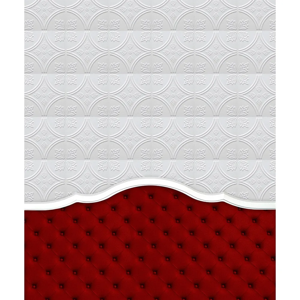 Red Tufted Headboard Printed Backdrop