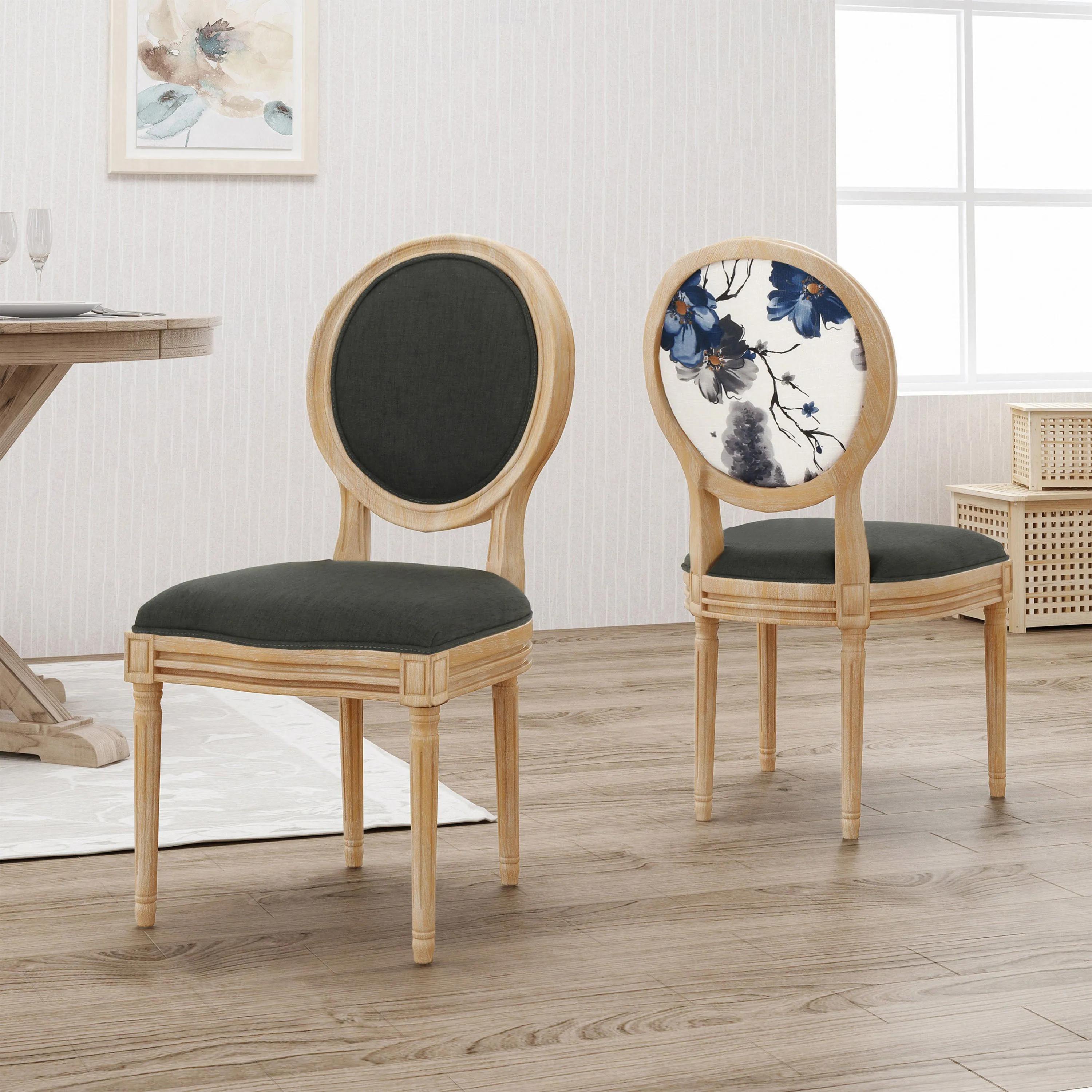 Reed Upholstered French Design Dining Chairs