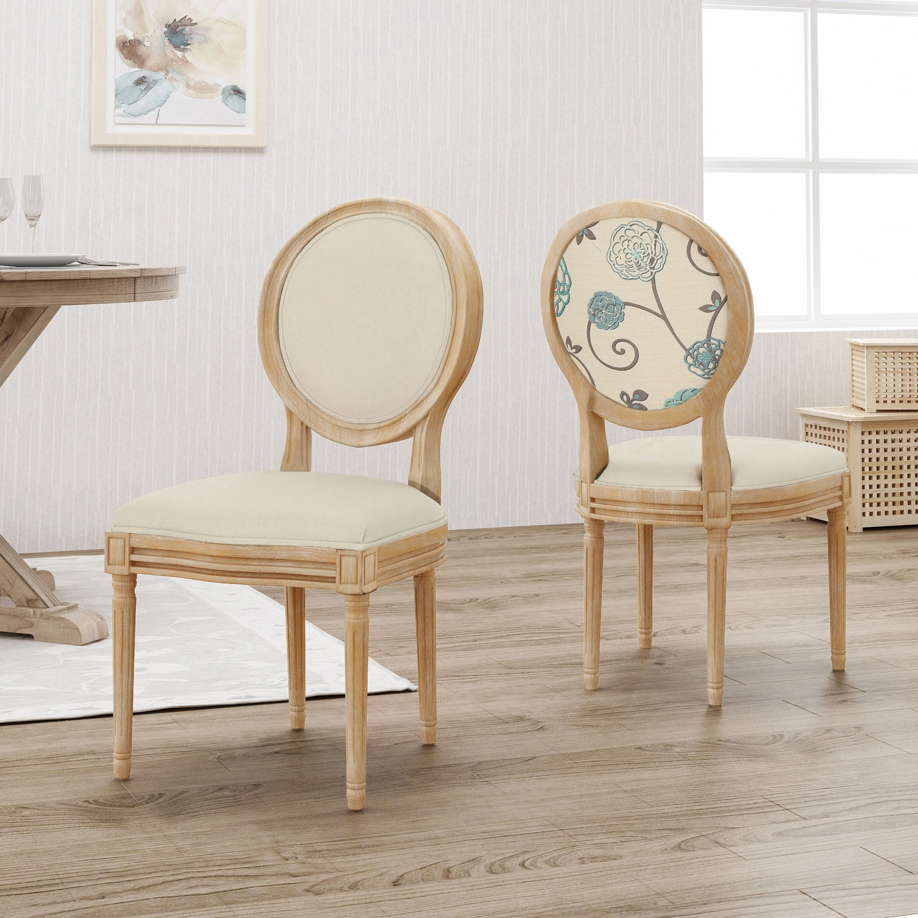 Reed Upholstered French Design Dining Chairs