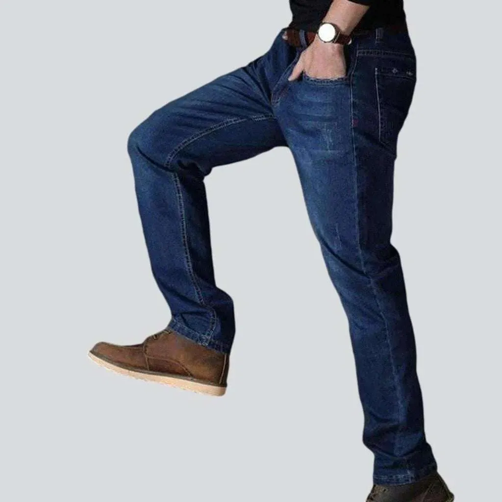 Regular dark blue men's jeans