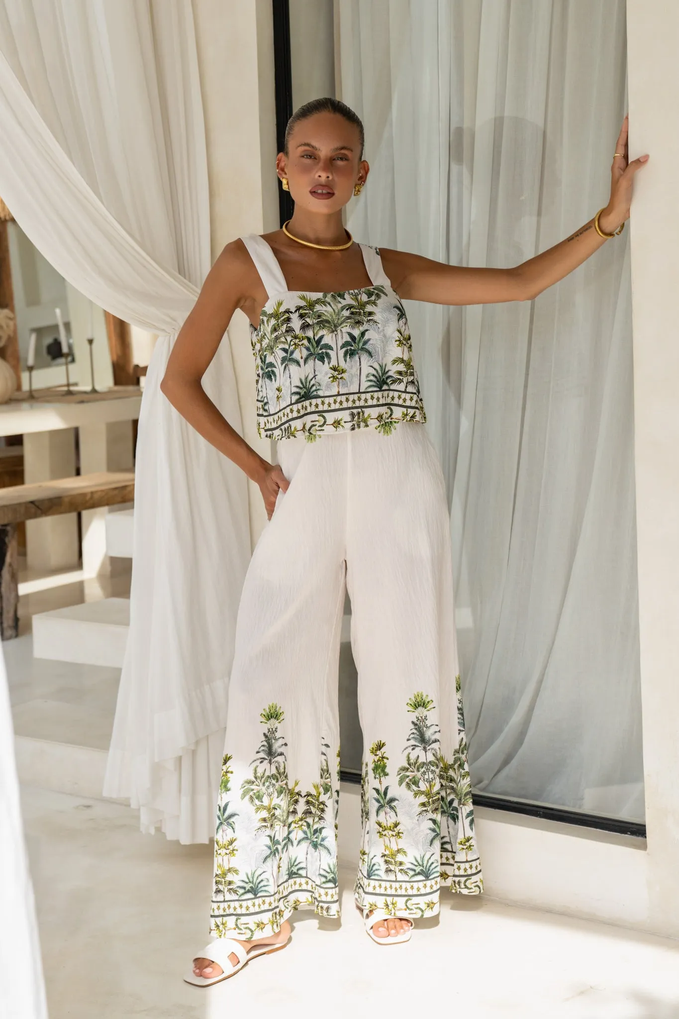 Sabina Green Tropical Jumpsuit