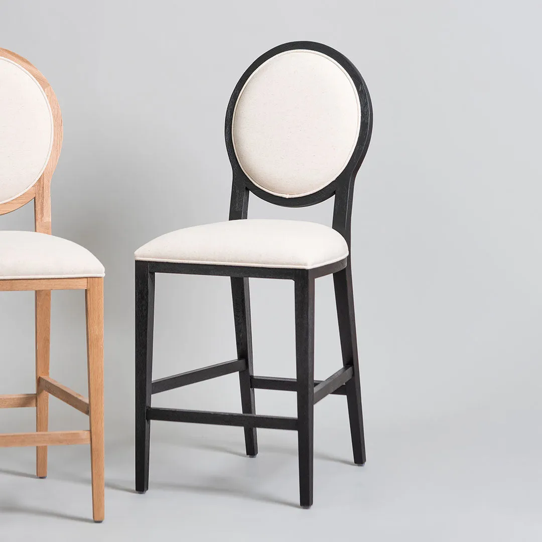 Set of 2 - Lula 65cm Black Frame Bar Stool - Light Beige