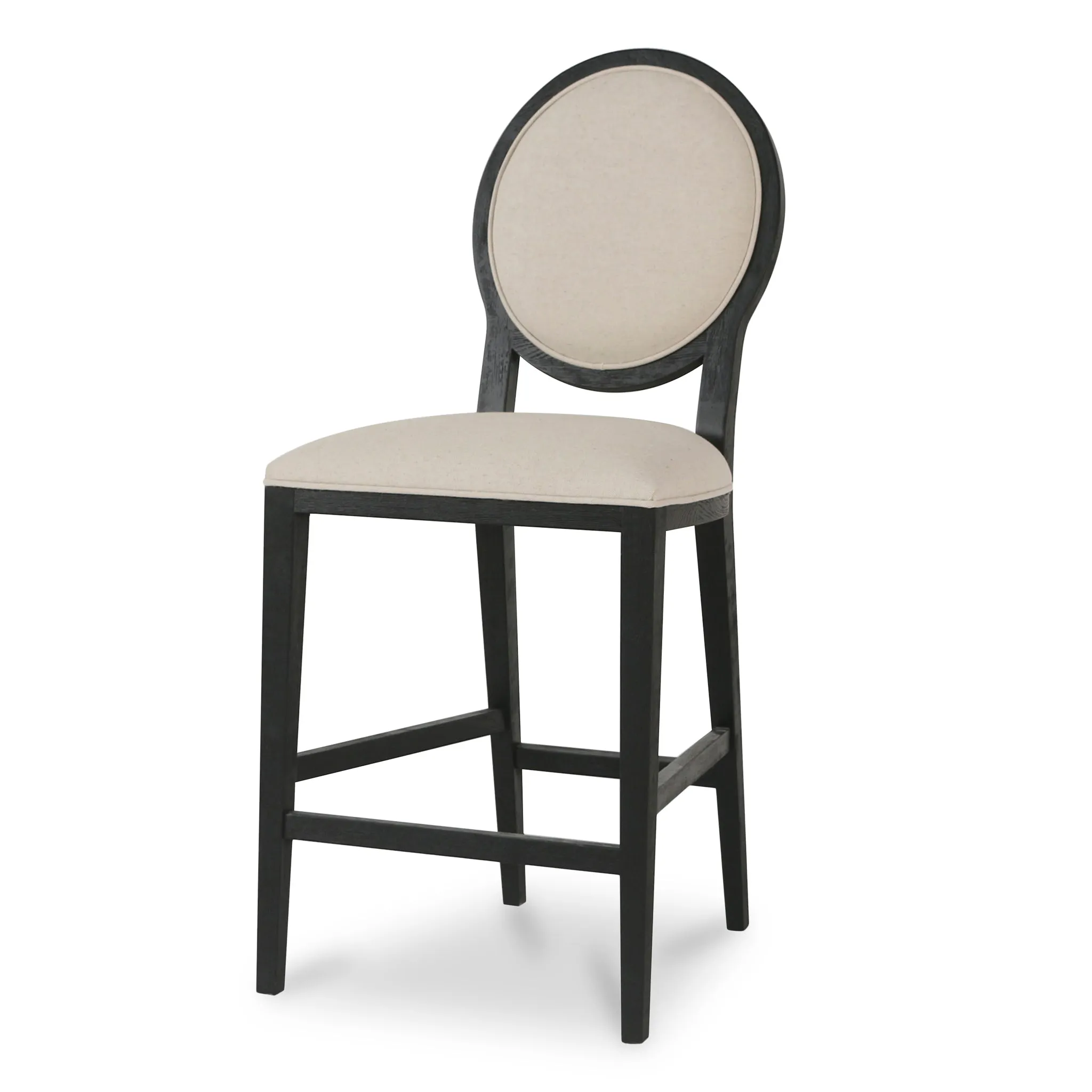 Set of 2 - Lula 65cm Black Frame Bar Stool - Light Beige