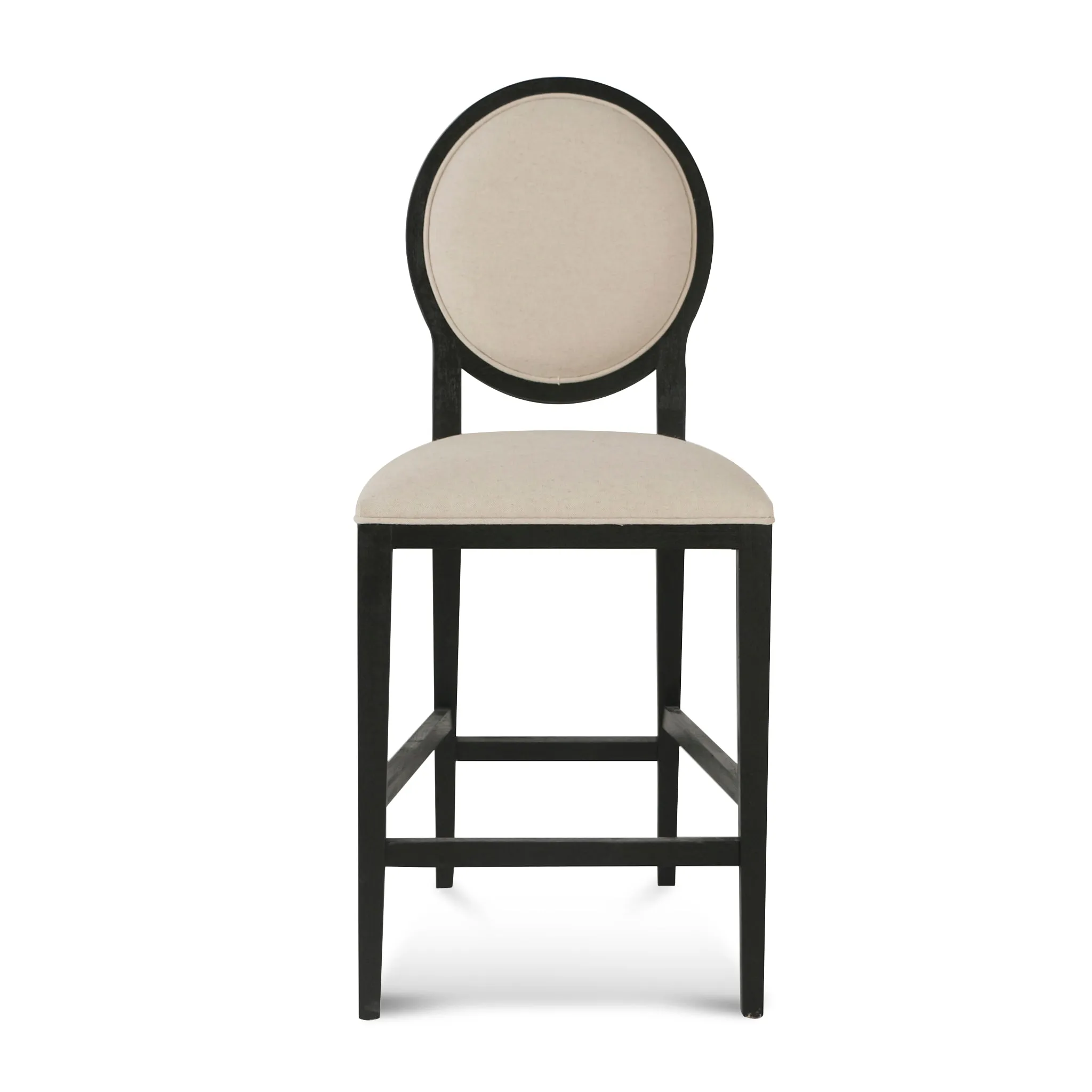 Set of 2 - Lula 65cm Black Frame Bar Stool - Light Beige