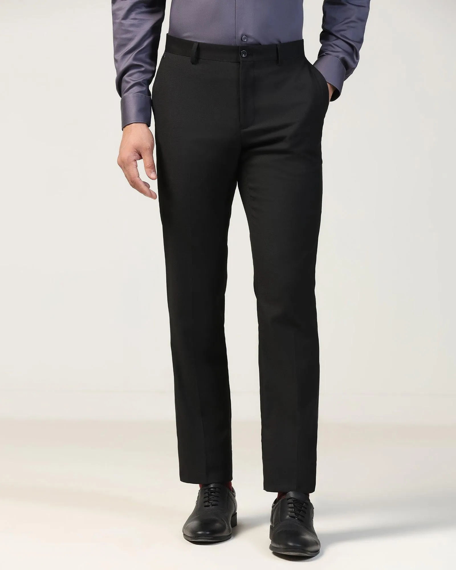 Slim Comfort B-95 Formal Black Textured Trouser - Black