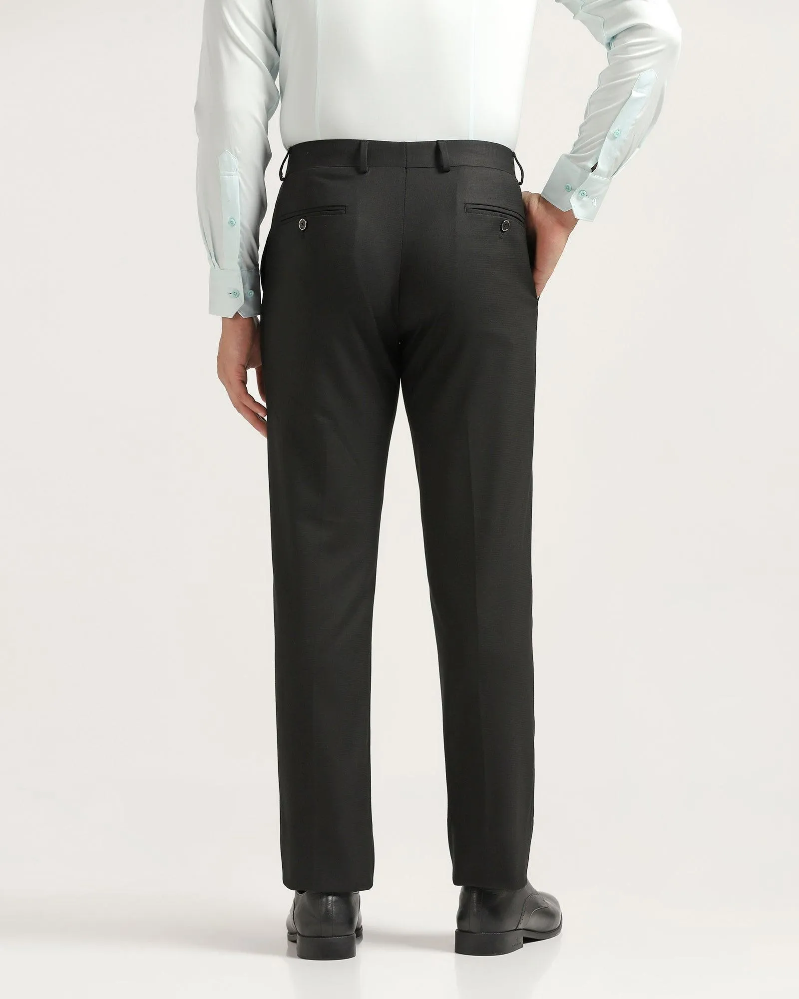 Slim Comfort B-95 Formal Black Textured Trouser - Buzid