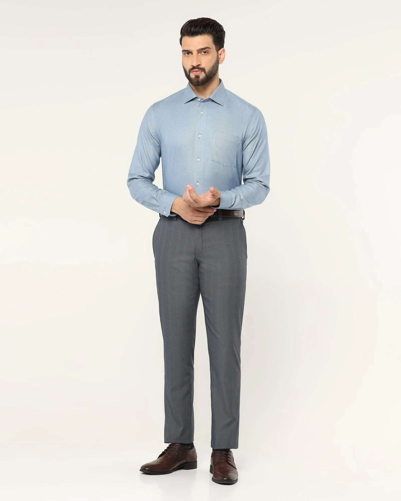 Slim Comfort B-95 Formal Charcoal Check Trouser - Cans